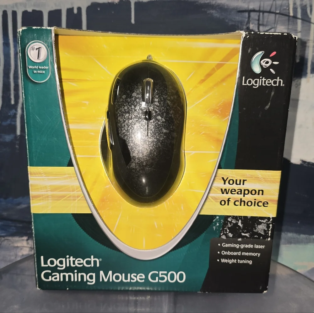 Logitech G500 Computer Laser Mouse with Weights and Tray - Used, Working